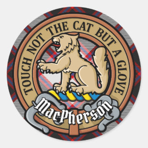 Clan MacPherson Crest over Hunting Tartan Classic Round Sticker