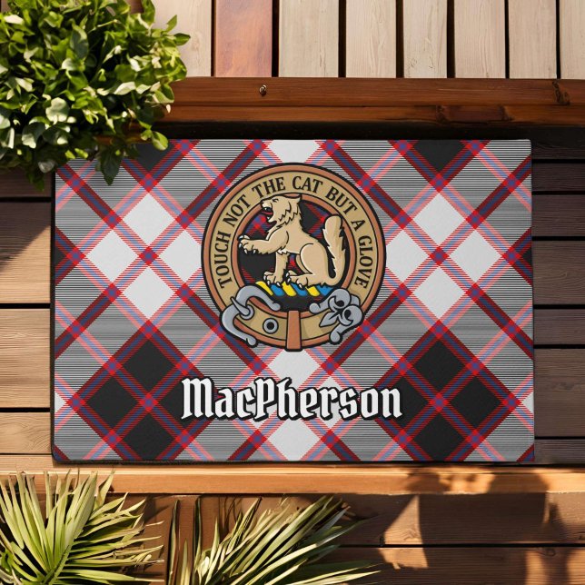 Clan MacPherson Crest over Hunting Tartan Doormat (Creator Uploaded)