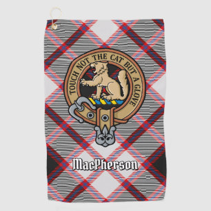 Clan MacPherson Crest over Hunting Tartan Golf Towel