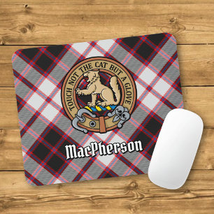 Clan MacPherson Crest over Hunting Tartan Mouse Pad