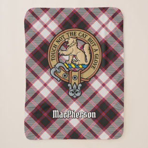 Clan MacPherson Crest over Hunting Tartan Sherpa Blanket