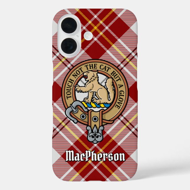 Clan MacPherson Crest over Red Dress Tartan Case-Mate iPhone Case (Back)