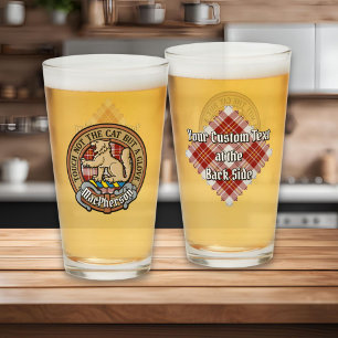 Clan MacPherson Crest over Red Dress Tartan Glass