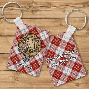 Clan MacPherson Crest over Red Dress Tartan Key Ring