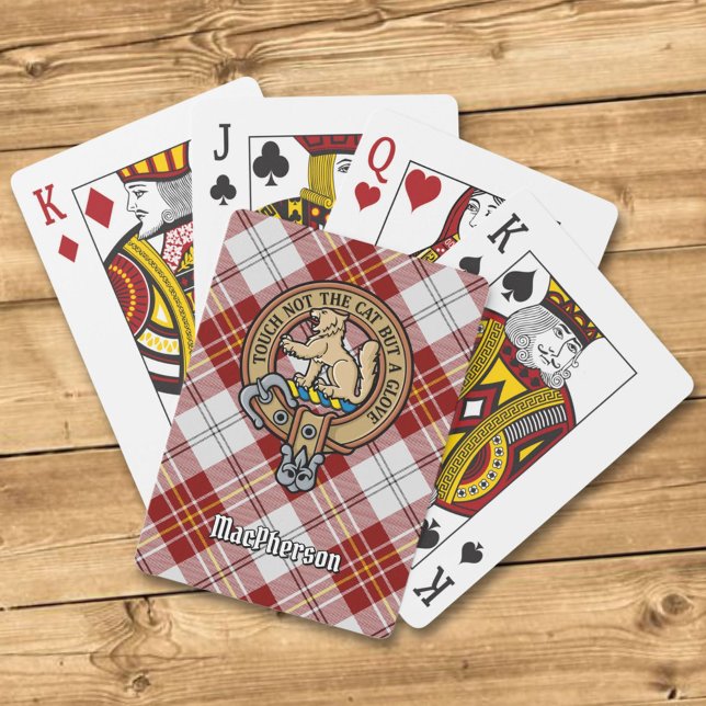 Clan MacPherson Crest over Red Dress Tartan Playing Cards (Creator Uploaded)