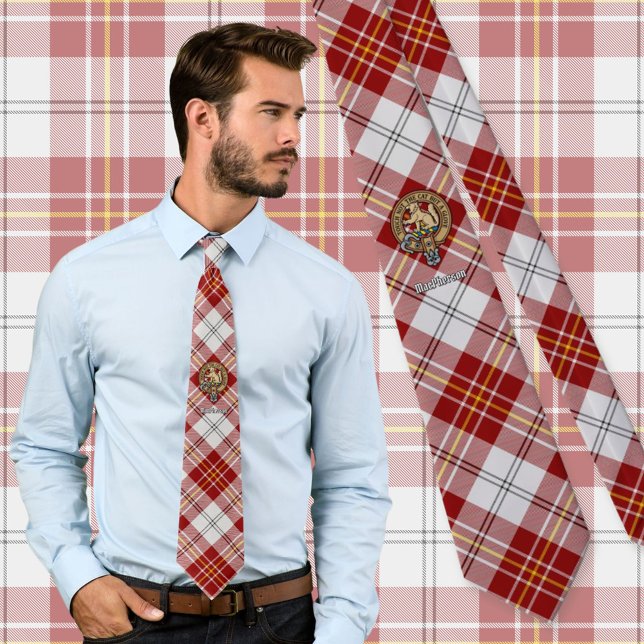 Clan MacPherson Crest over Red Dress Tartan Tie (Creator Uploaded)