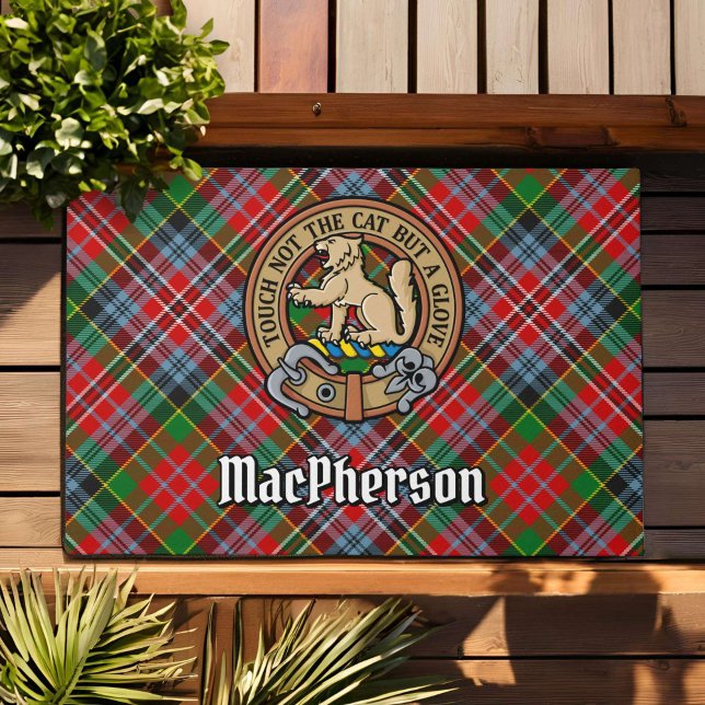 Clan MacPherson Crest over Tartan Doormat (Creator Uploaded)