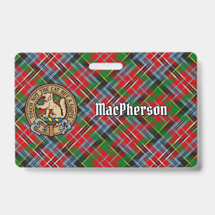 Clan MacPherson Crest over Tartan ID Badge