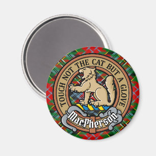 Clan MacPherson Crest over Tartan Magnet
