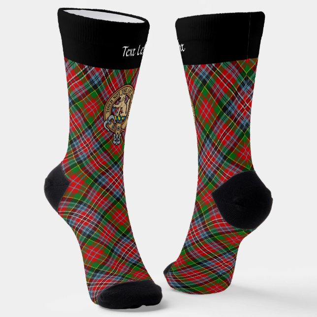 Clan MacPherson Crest over Tartan Socks (Angled)