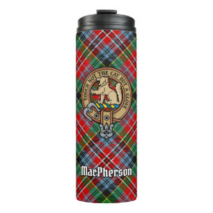 Clan MacPherson Crest over Tartan Thermal Tumbler