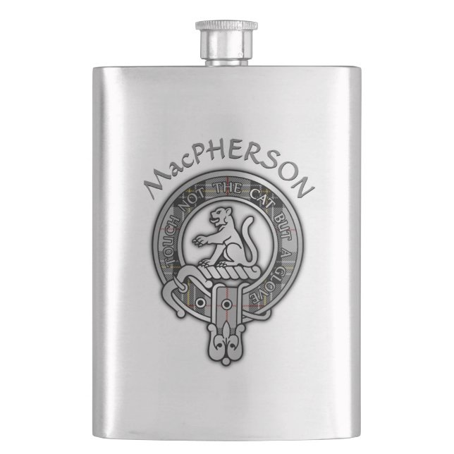 Clan MacPherson Crest & Tartan Flask (Front)