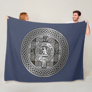 Clan MacPherson Crest & Tartan Knot Fleece Blanket