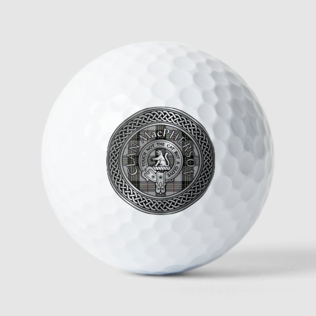 Clan MacPherson Crest & Tartan Knot Golf Balls (Front)