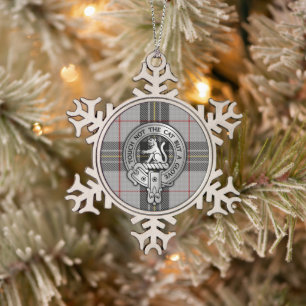 Clan MacPherson Crest & Tartan Snowflake Pewter Christmas Ornament