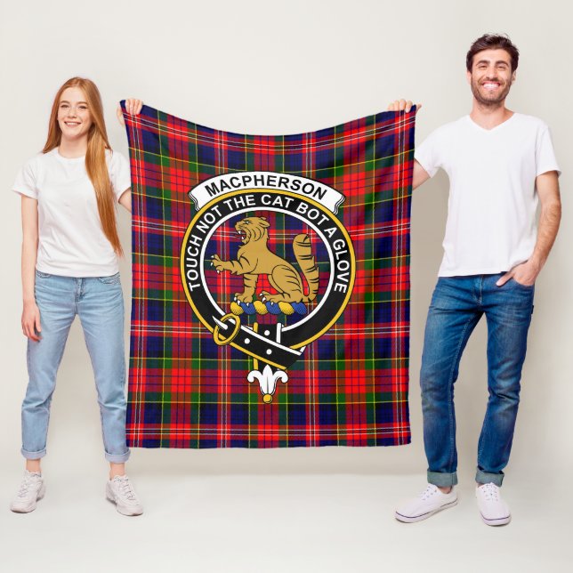 Clan MacPherson Modern Tartan Plaid Fleece Blanket (In Situ)