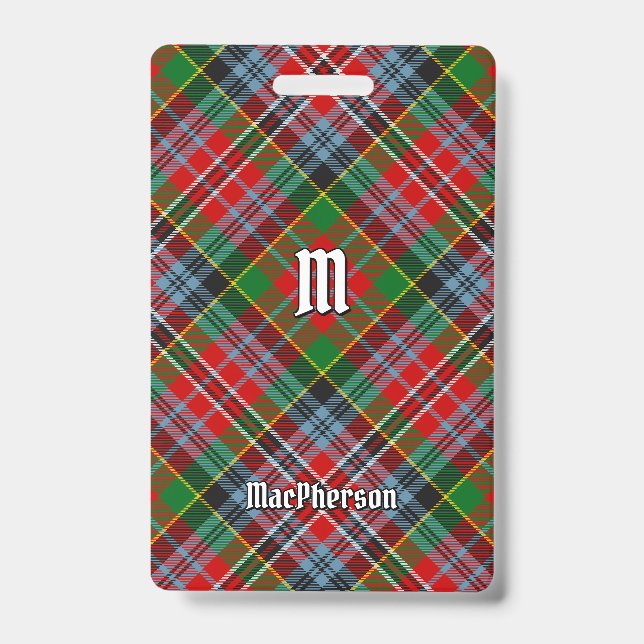 Clan MacPherson Tartan Badge ID Badge (Front)