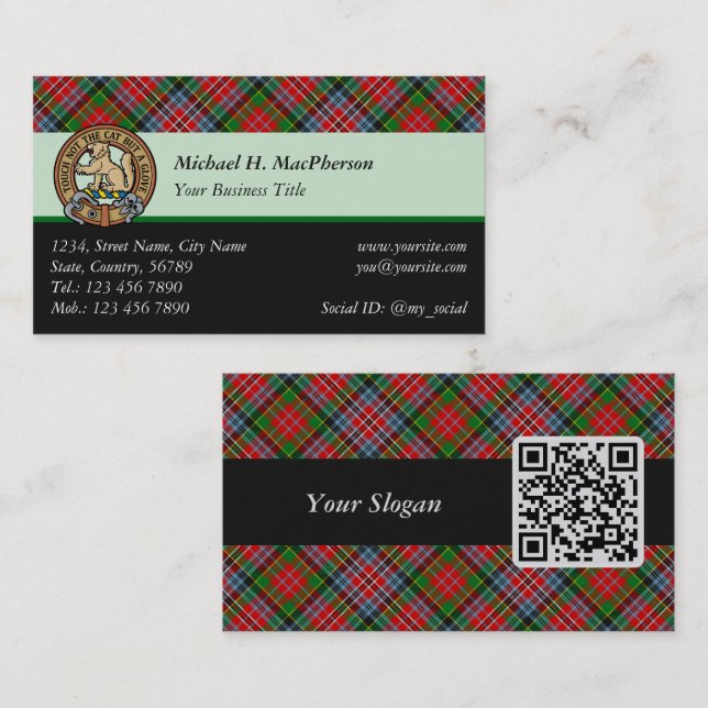Clan MacPherson Tartan Business Card (Front/Back)