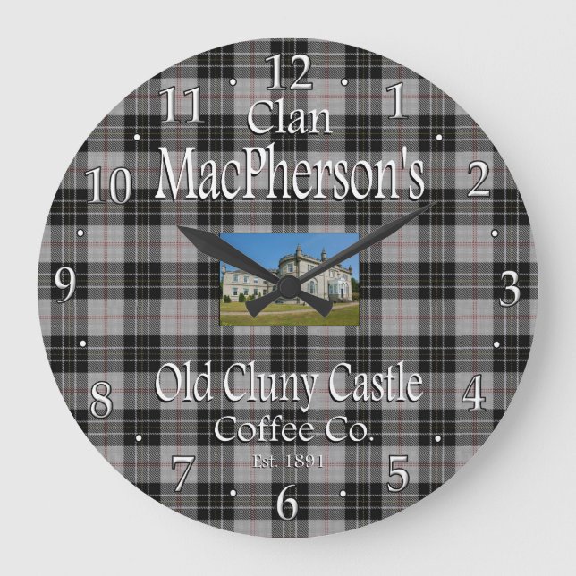 Clan MacPherson's Old Cluny Castle Coffee Co. Large Clock (Front)