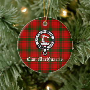 Clan MacQuarrie Tartan and Crest Ceramic Ornament