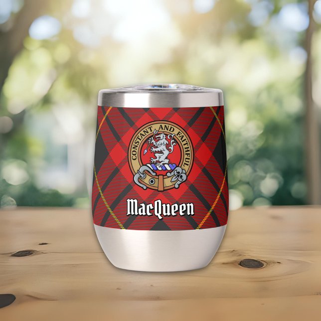 Clan MacQueen Crest over Tartan (Creator Uploaded)