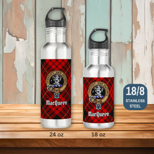 Clan MacQueen Crest over Tartan 710 Ml Water Bottle