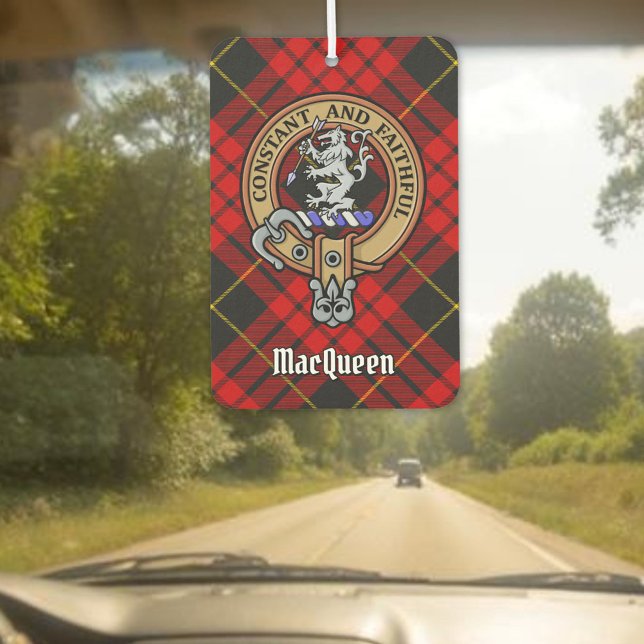 Clan MacQueen Crest over Tartan Car Air Freshener (Creator Uploaded)