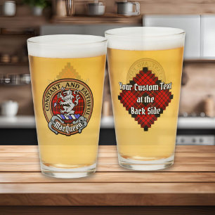 Clan MacQueen Crest over Tartan Glass