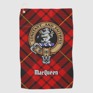 Clan MacQueen Crest over Tartan Golf Towel