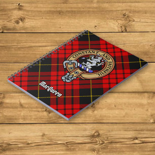 Clan MacQueen Crest over Tartan Notebook