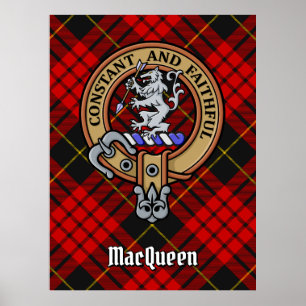 Clan MacQueen Crest over Tartan Poster