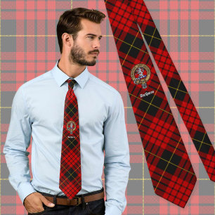 Clan MacQueen Crest over Tartan Tie