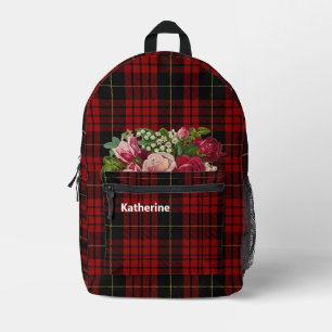 Clan MacQueen Plaid with Roses Personalised Printed Backpack