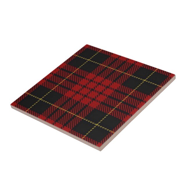 Clan MacQueen Scottish Expressions Red Tartan Ceramic Tile (Side)
