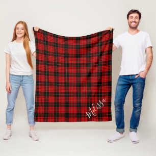 Clan MacQueen Tartan Plaid Personalised Name Fleece Blanket