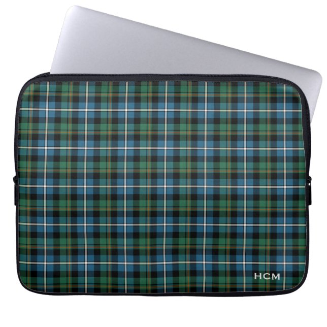 Clan MacRae Hunting Tartan Scottish Plaid Monogram Laptop Sleeve (Front)