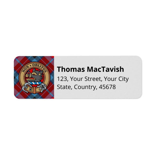 Clan MacTavish Tartan Return Address Label (Front)
