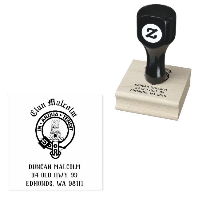 Clan Malcolm Crest Badge Customisable Rubber Stamp (Stamped)