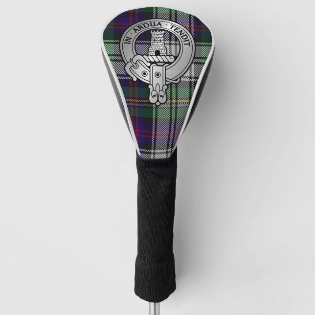 Clan Malcolm Crest & Dress Tartan Golf Head Cover (Front)
