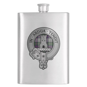 Clan Malcolm Crest & Dress Tartan Hip Flask