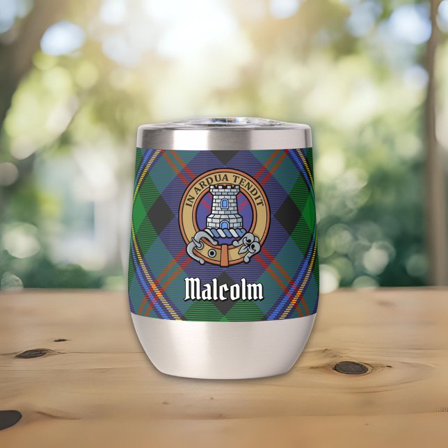 Clan Malcolm Crest over Tartan (Creator Uploaded)