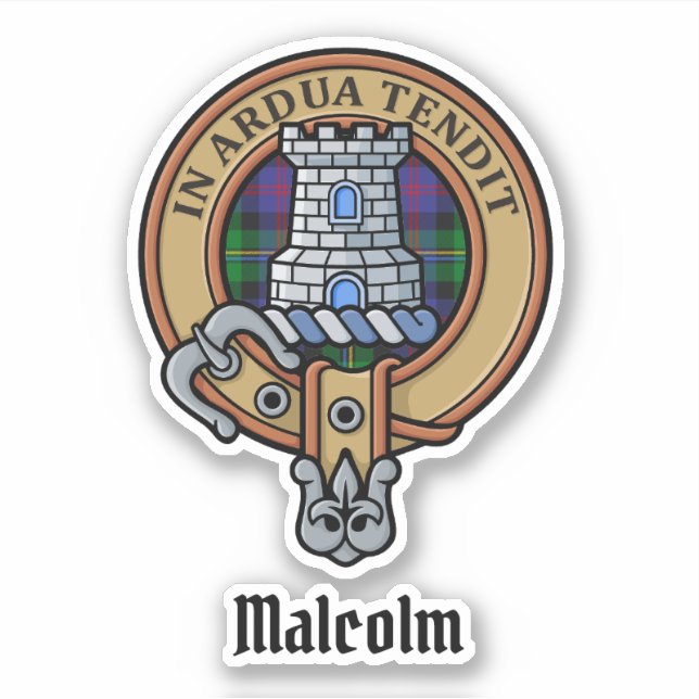 Clan Malcolm Crest over Tartan (Front)