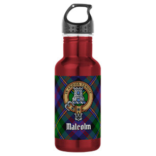 Clan Malcolm Crest over Tartan 532 Ml Water Bottle