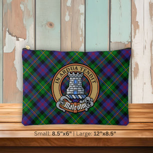 Clan Malcolm Crest over Tartan Accessory Pouch