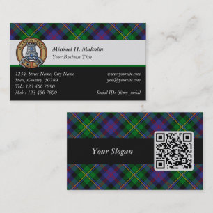 Clan Malcolm Crest over Tartan Business Card