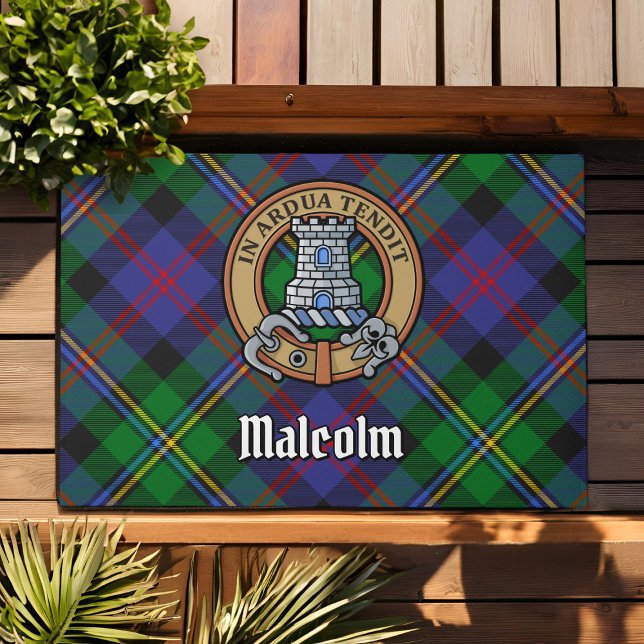 Clan Malcolm Crest over Tartan Doormat (Creator Uploaded)