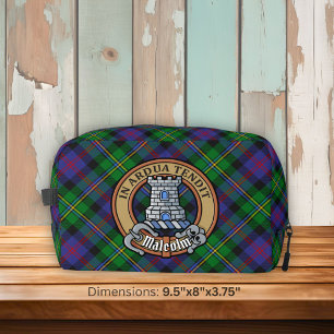 Clan Malcolm Crest over Tartan Dopp Kit