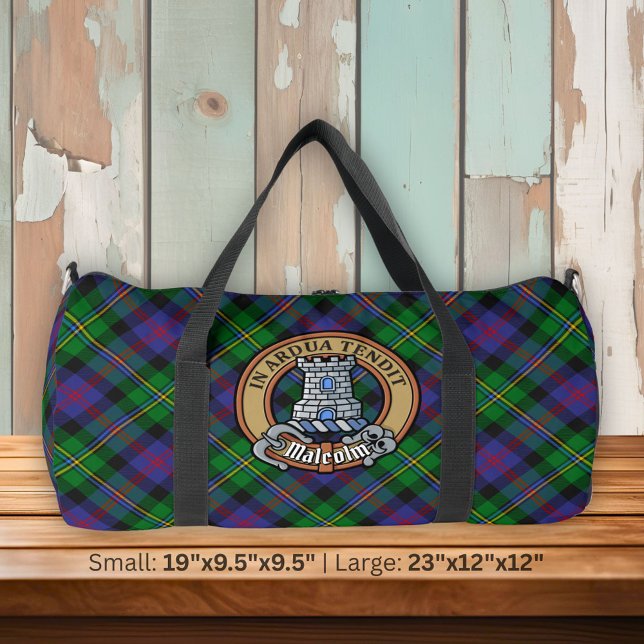Clan Malcolm Crest over Tartan Duffle Bag (Creator Uploaded)