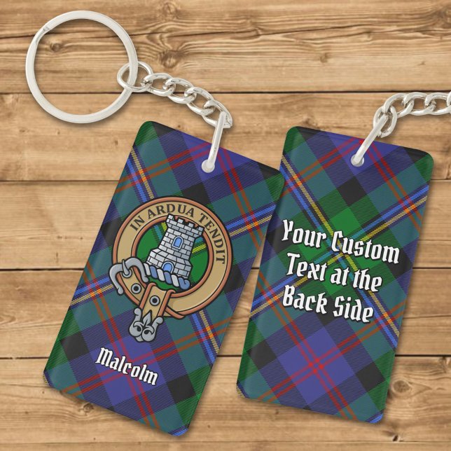 Clan Malcolm Crest over Tartan Key Ring (Creator Uploaded)