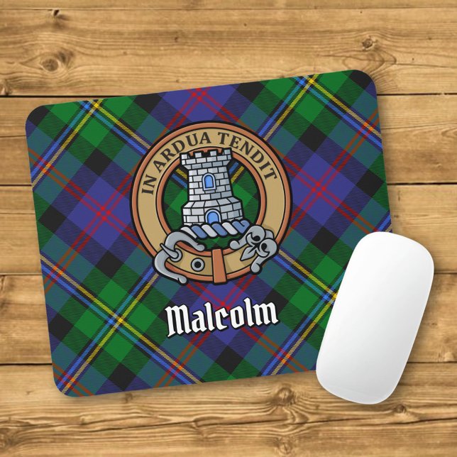 Clan Malcolm Crest over Tartan Mouse Pad (Creator Uploaded)